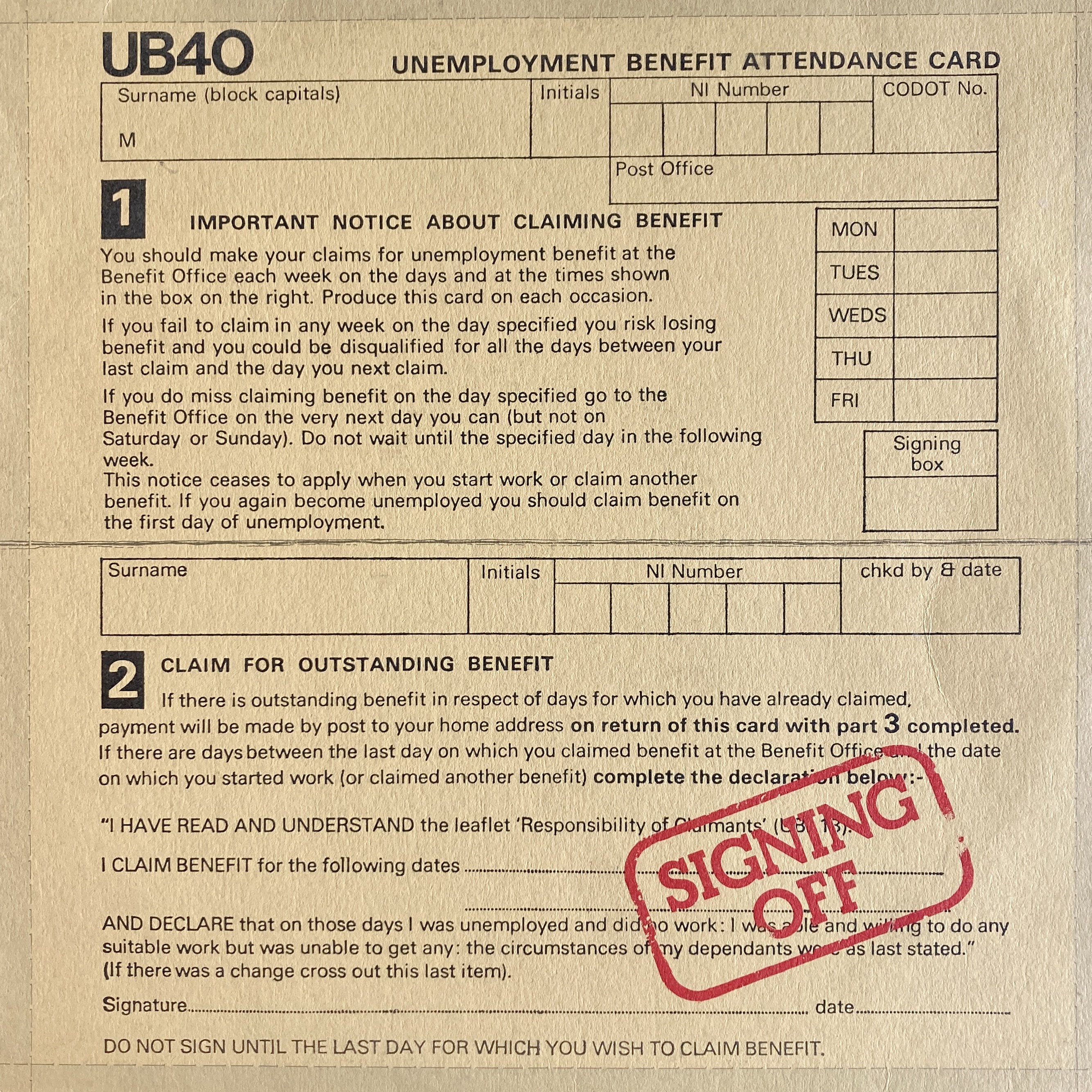 UB40 - SIGNING OFF