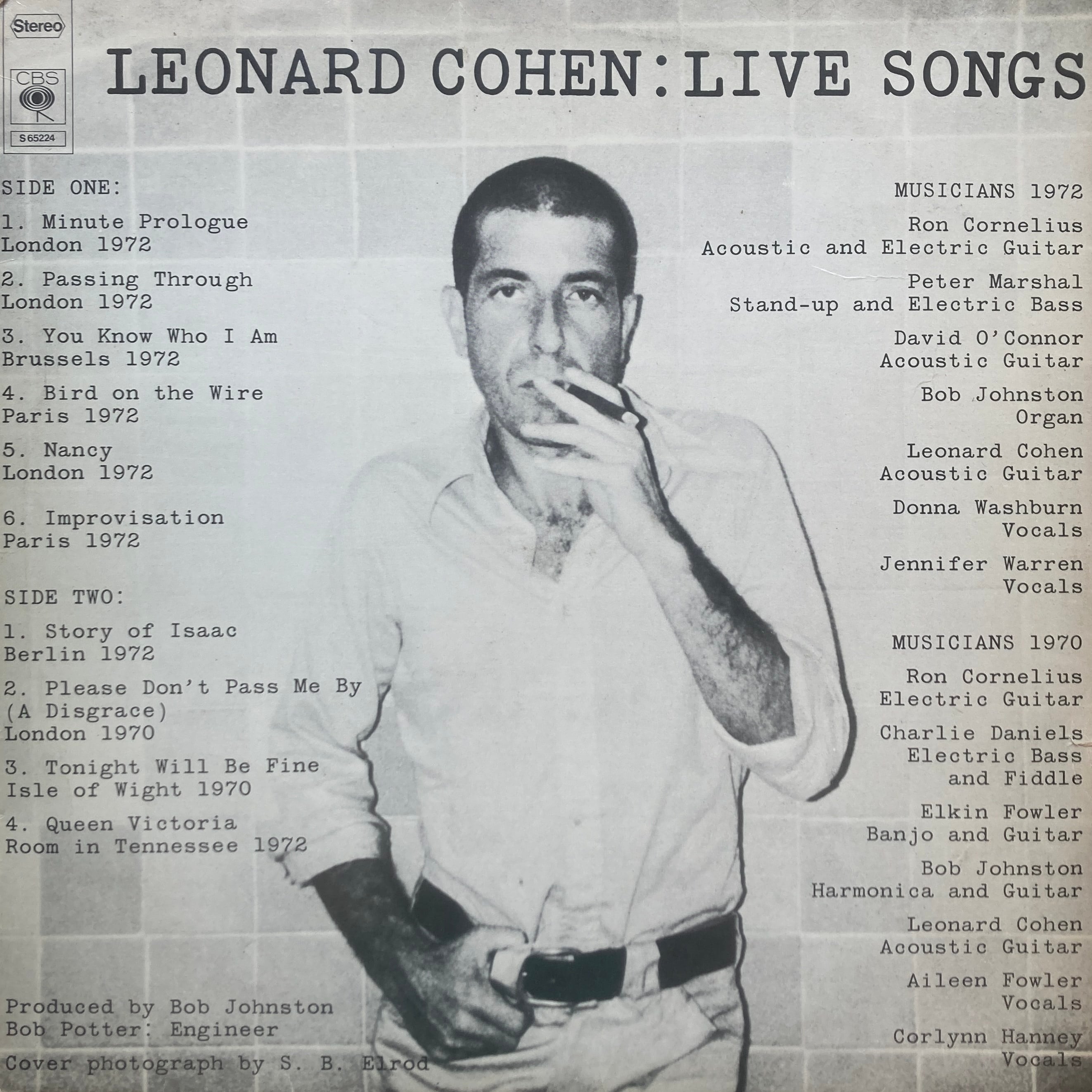 LEONARD COHEN - LIVE SONGS