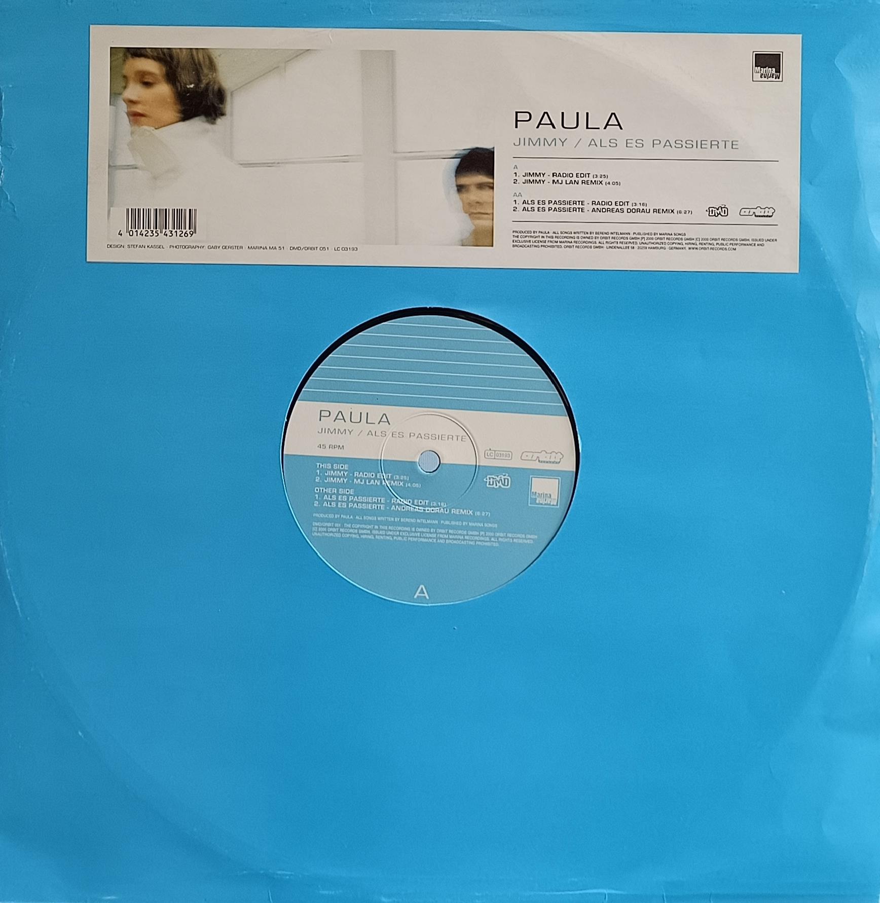 PAULA - JIMMY / ALS ES PASSIERTE (12'' 45 RPM MAXI SINGLE) 