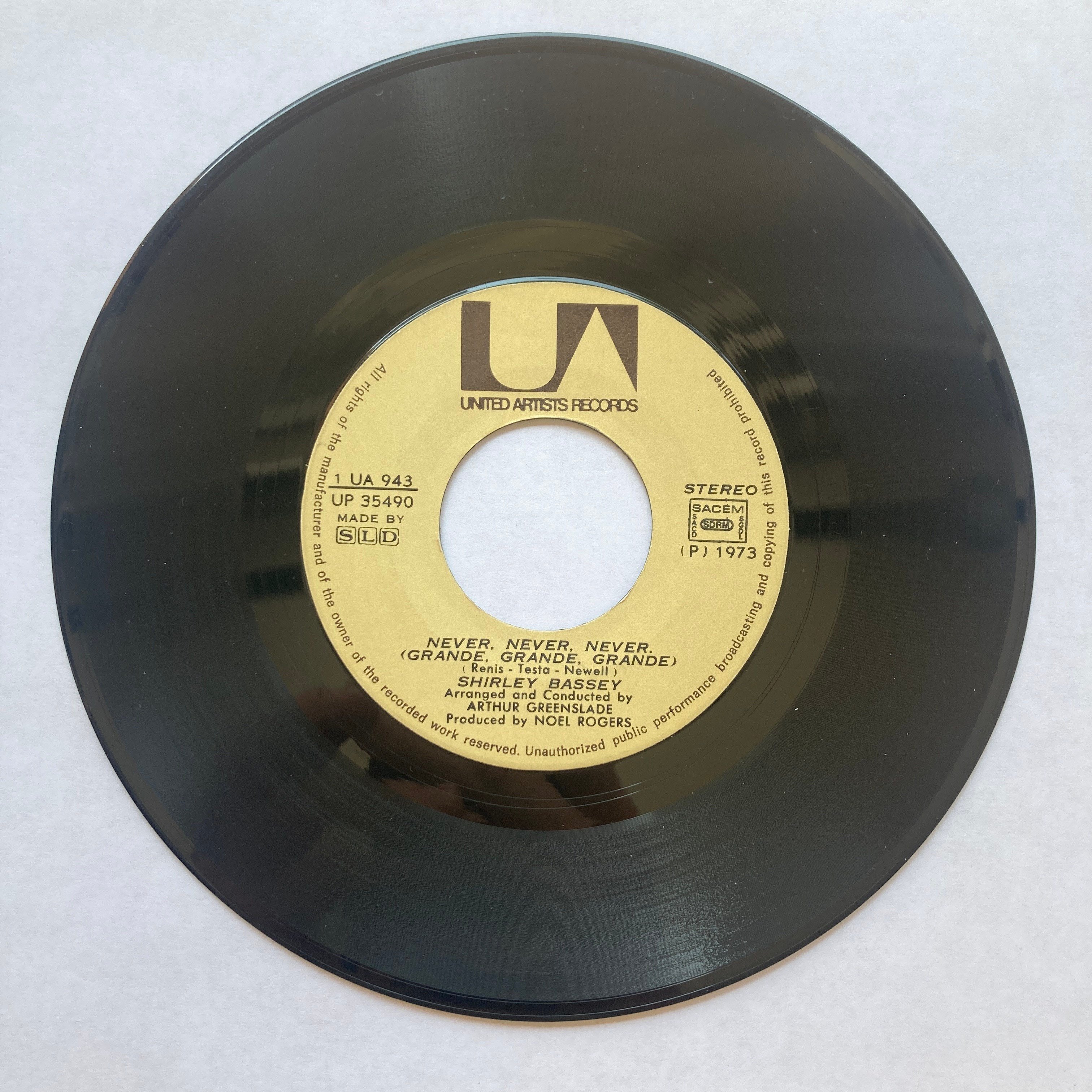 SHIRLEY BASSEY – NEVER, NEVER, NEVER / DAY BY DAY
