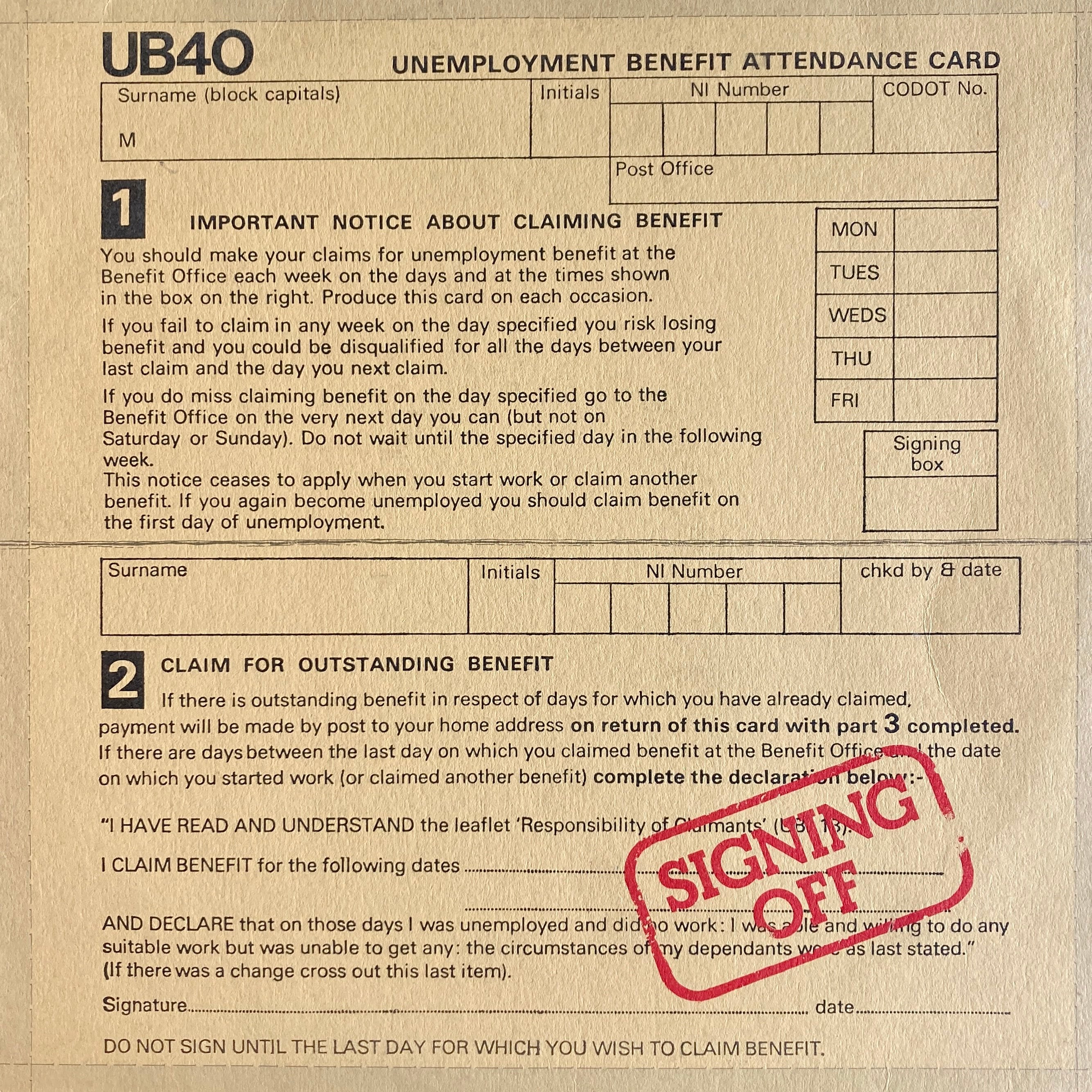 UB40 - SIGNING OFF