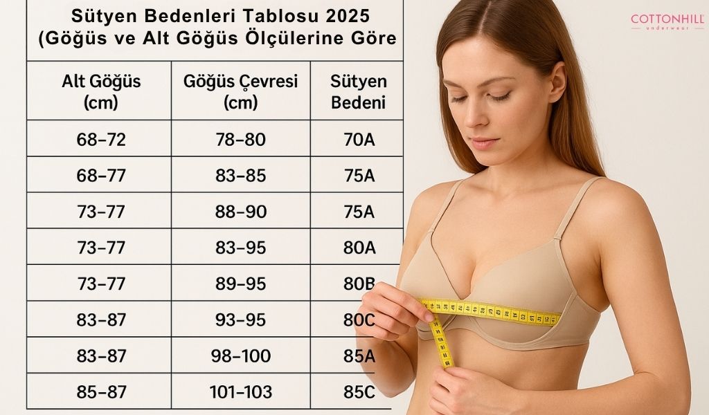 sütyen bedenleri tablosu 2025