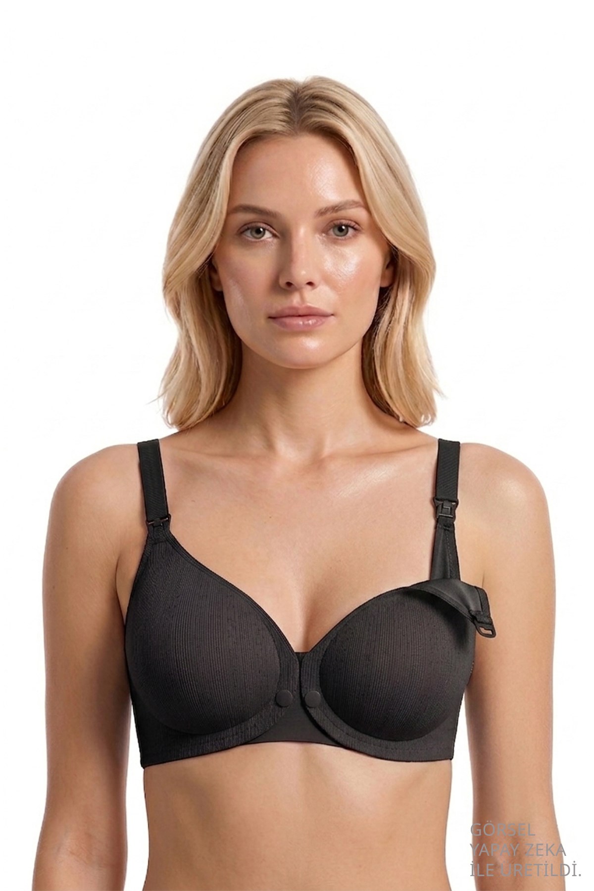 Seamless Bra - Mavelle | Siyah Lazer Kesim Klipsli ve Çıtçıtlı Önü Açılabilir Emzirme Sütyeni