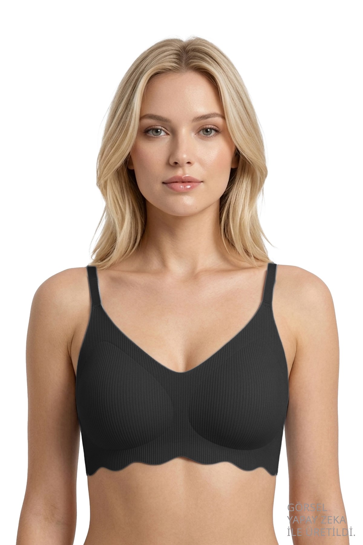 Seamless Bra - Elara | Siyah Lazer Kesim Balensiz İnce Fitil Dokulu Dikişsiz Kadın Sütyen