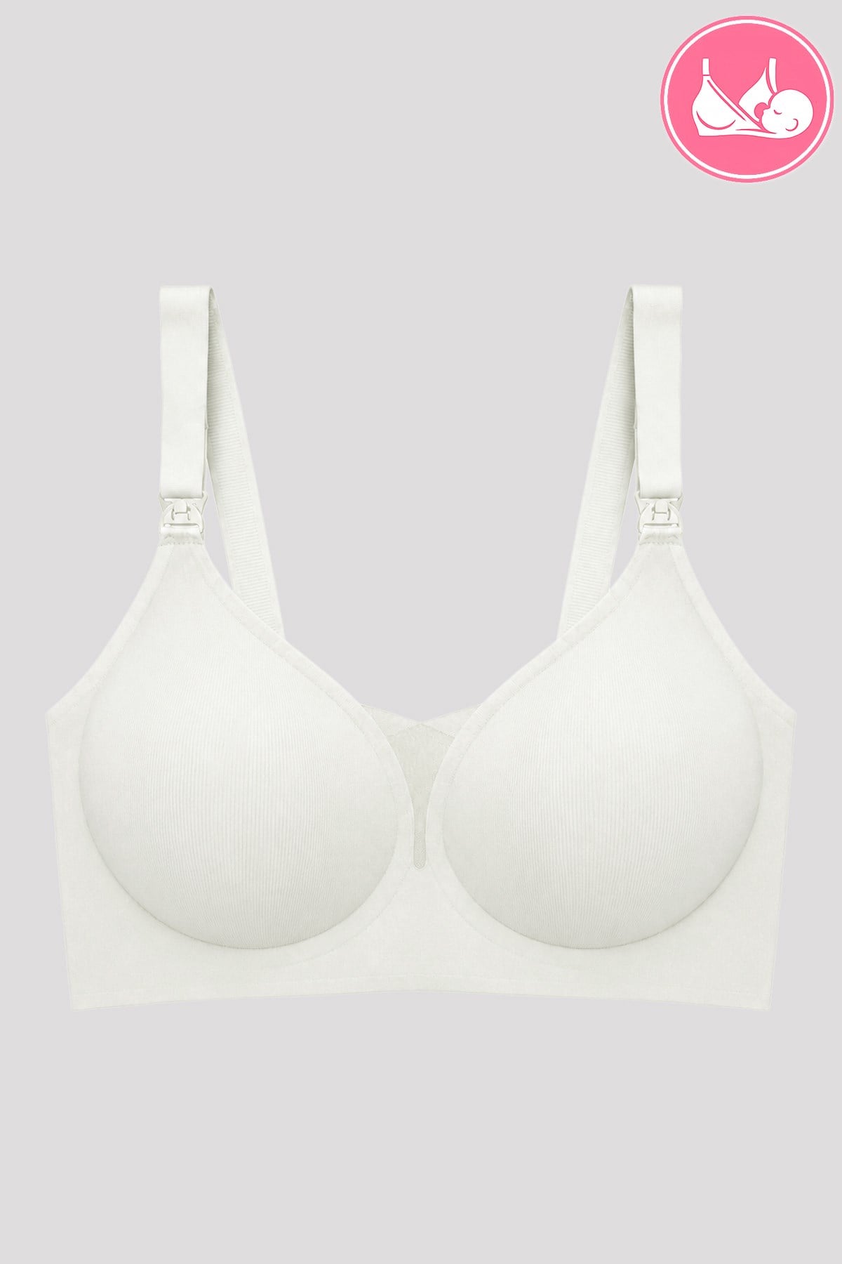 Seamless Bra - Nuvia |Krem Lazer Kesim Klipsli Önden Açılabilir Rib Dokulu Dikişsiz Emzirme Sütyeni