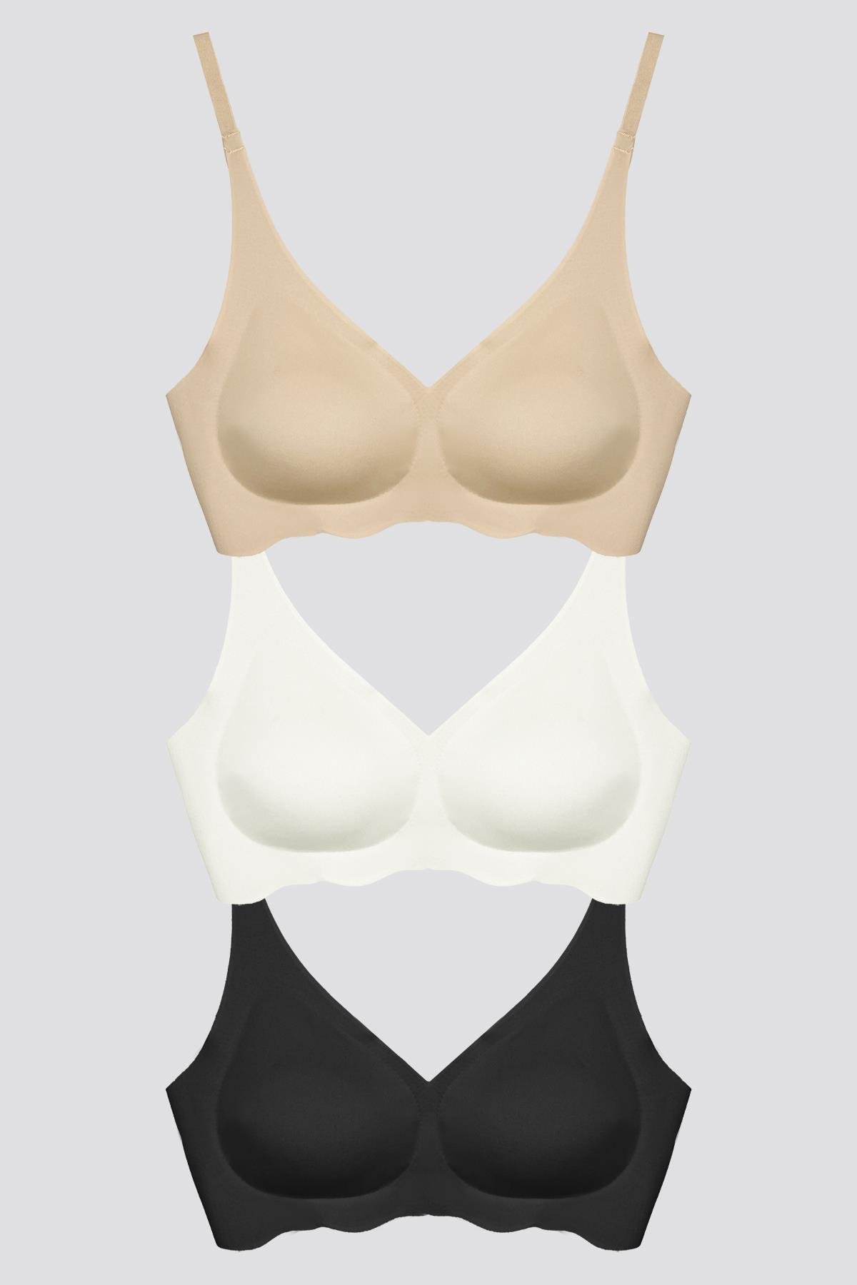 Seamless Bra - Wave | Lazer Kesim Dikişsiz Dalga Detaylı Balensiz Kadın Sütyen 3lü Paket