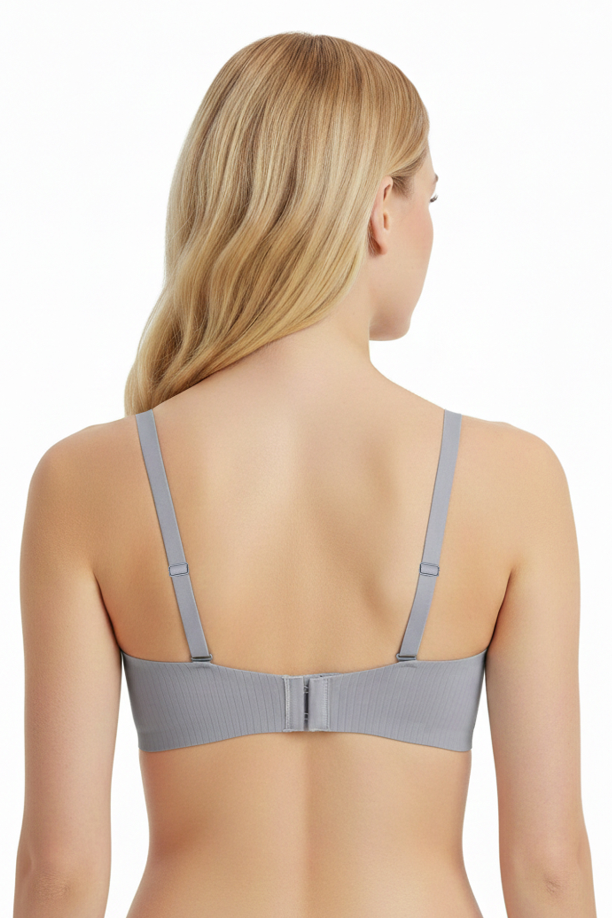 Seamless Bra - Liny | Gri Lazer Kesim Dikişsiz Çizgi Desenli Dekolteli Kadın Sütyen