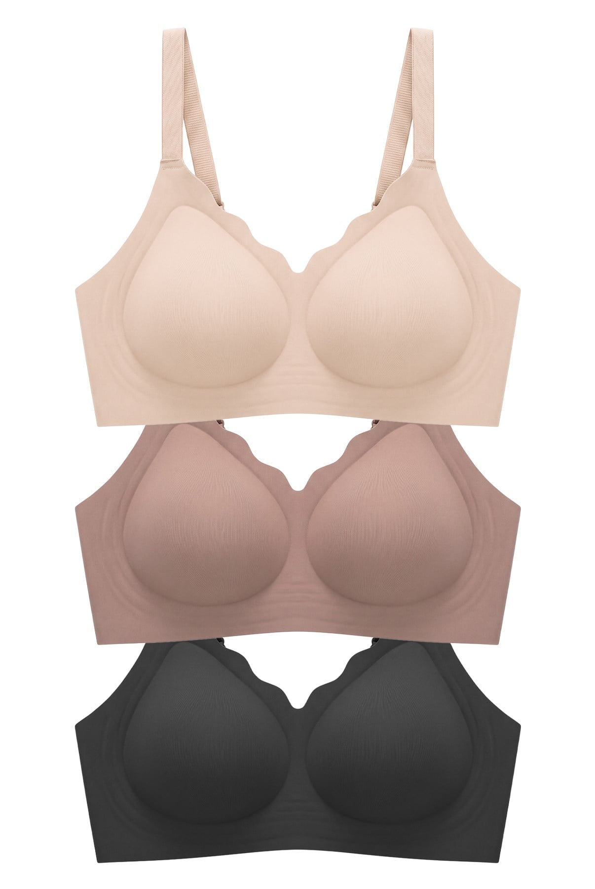 Seamless Bra - Smooth | Lazer Kesim Balensiz Ayarlanabilir Askılı Dikişsiz Kadın Sütyen 3lü Paket