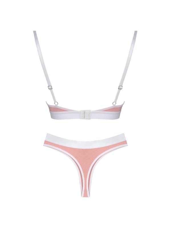 Pudra Pamuklu Lastik Detaylı Ayarlanabilir Askılı Kadın Sütyen Takımı