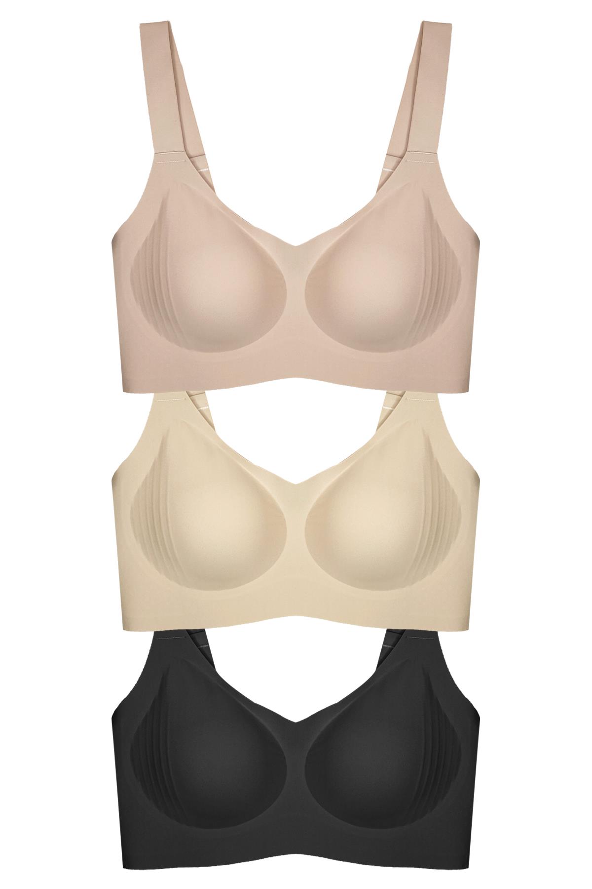 Seamless Bra - Curve | Lazer Kesim Dikişsiz Toparlayıcı Büyük Beden Kadın Sütyen 3lü Paket