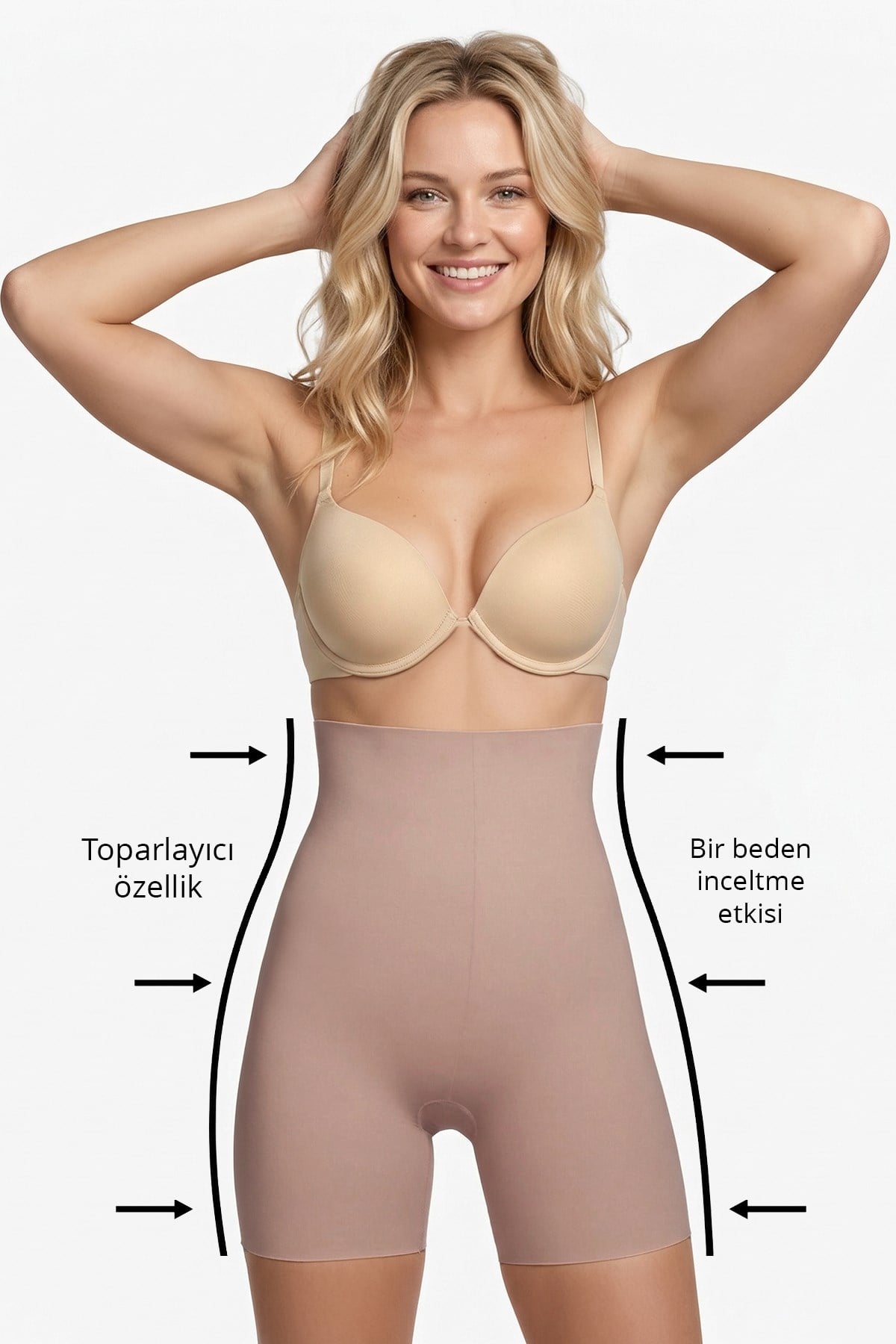 Kahverengi Yüksek Bel Toparlayıcı Lazer Kesim Kadın Korse