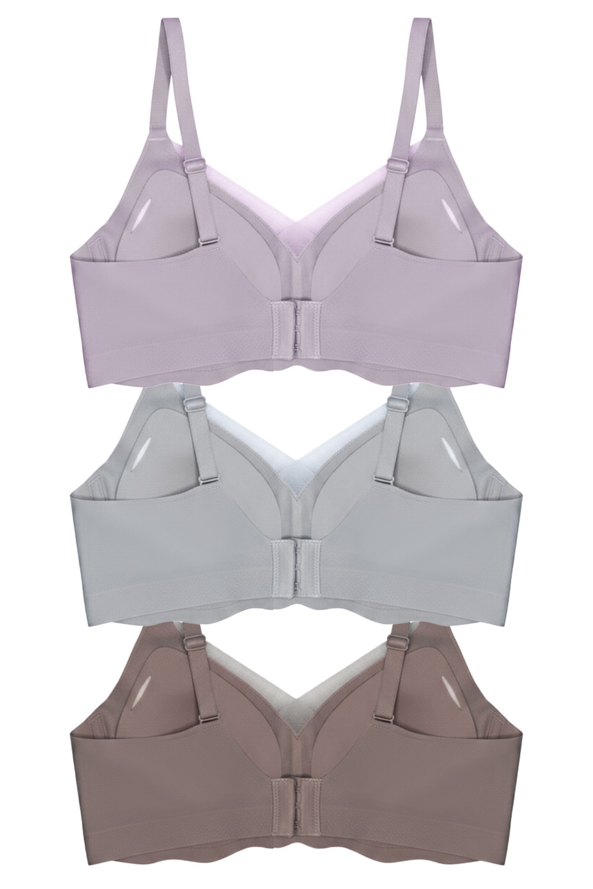 Seamless Bra - Touch | Lazer Kesim Dikişsiz Tül ve Dalga Detaylı Balensiz Kadın Sütyen 3lü Paket-2