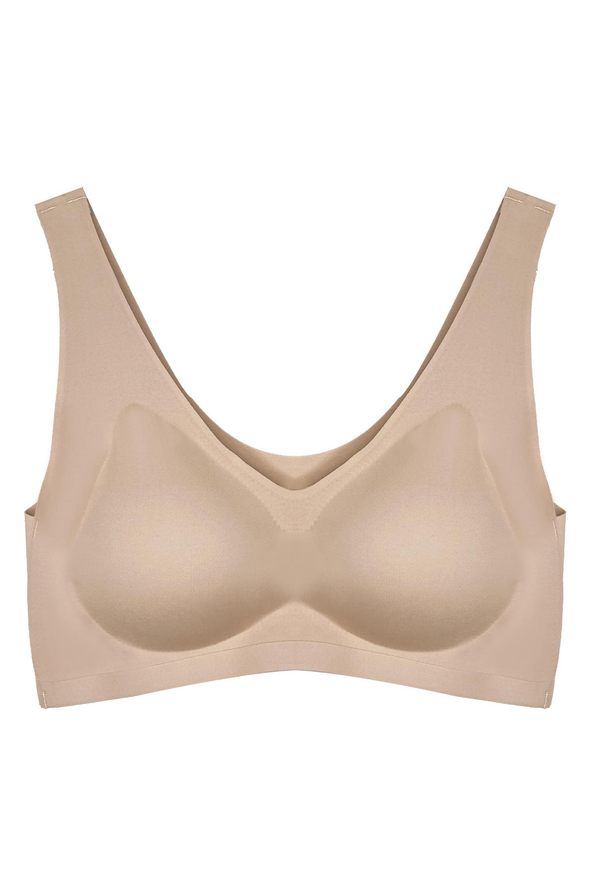 Kahverengi Dikişsiz Lazer Kesim Sütyen Çıkarılabilir Pedli Kadın Hayalet Sütyen