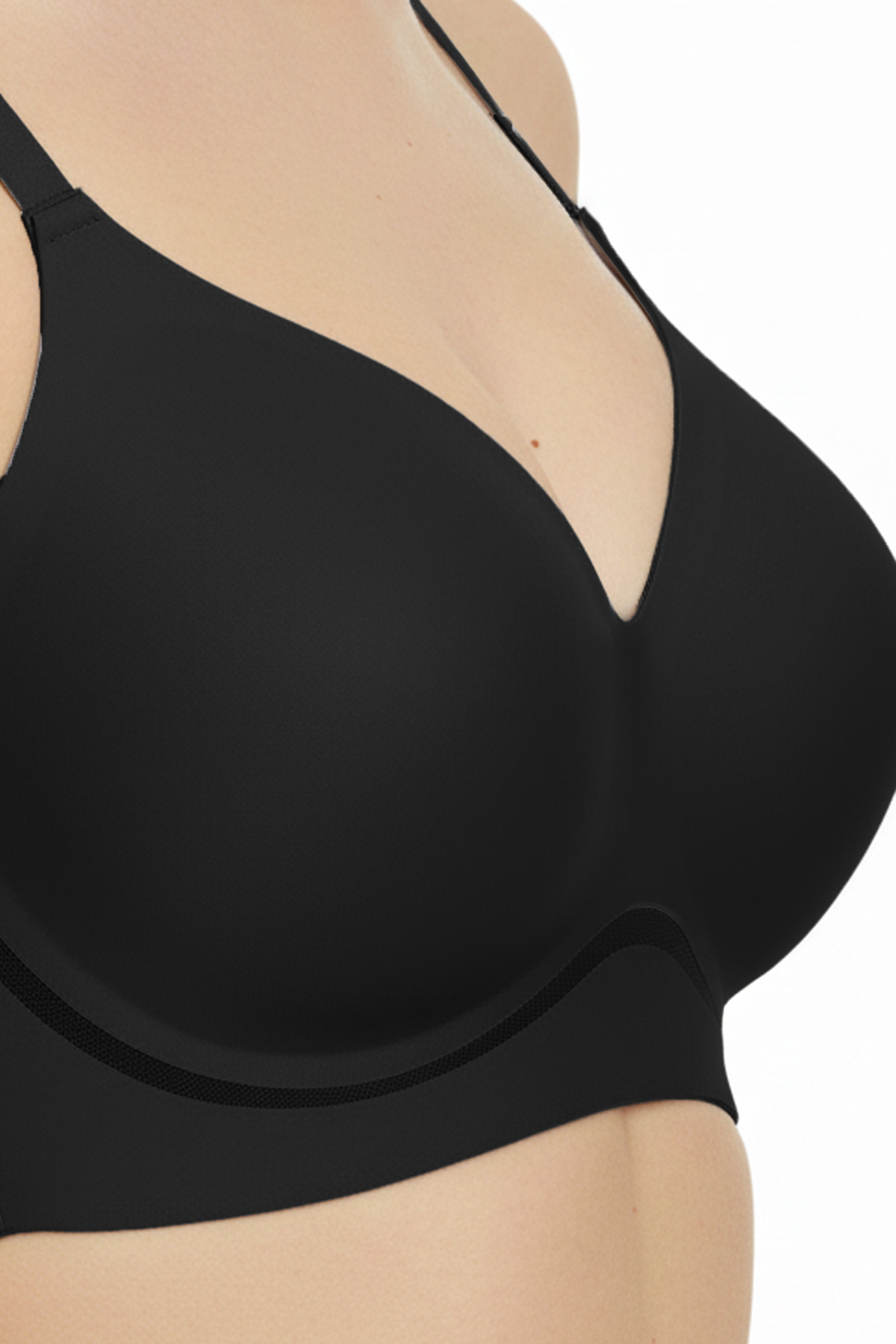 Seamless Bra - Air | Siyah Lazer Kesim Dikişsiz Dalga Şerit Detaylı Balensiz Kadın Sütyen