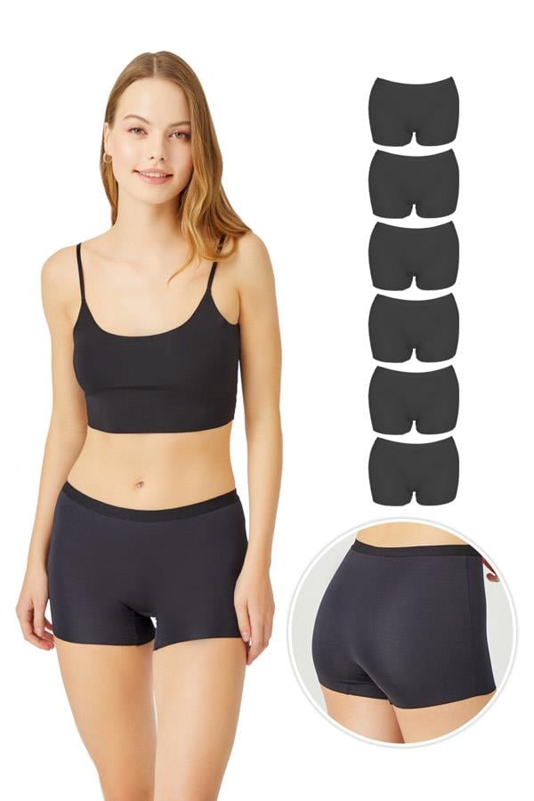 Basic Lazer Kesim Dikişsiz Kadın Boxer Külot 6lı Paket