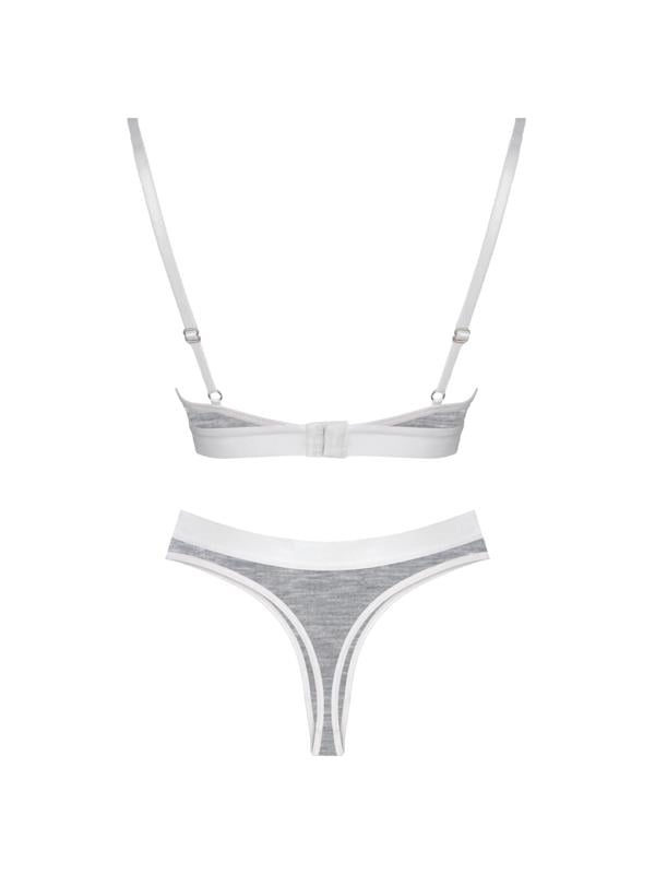 Gri Pamuklu Lastik Detaylı Ayarlanabilir Askılı Kadın Sütyen Takımı