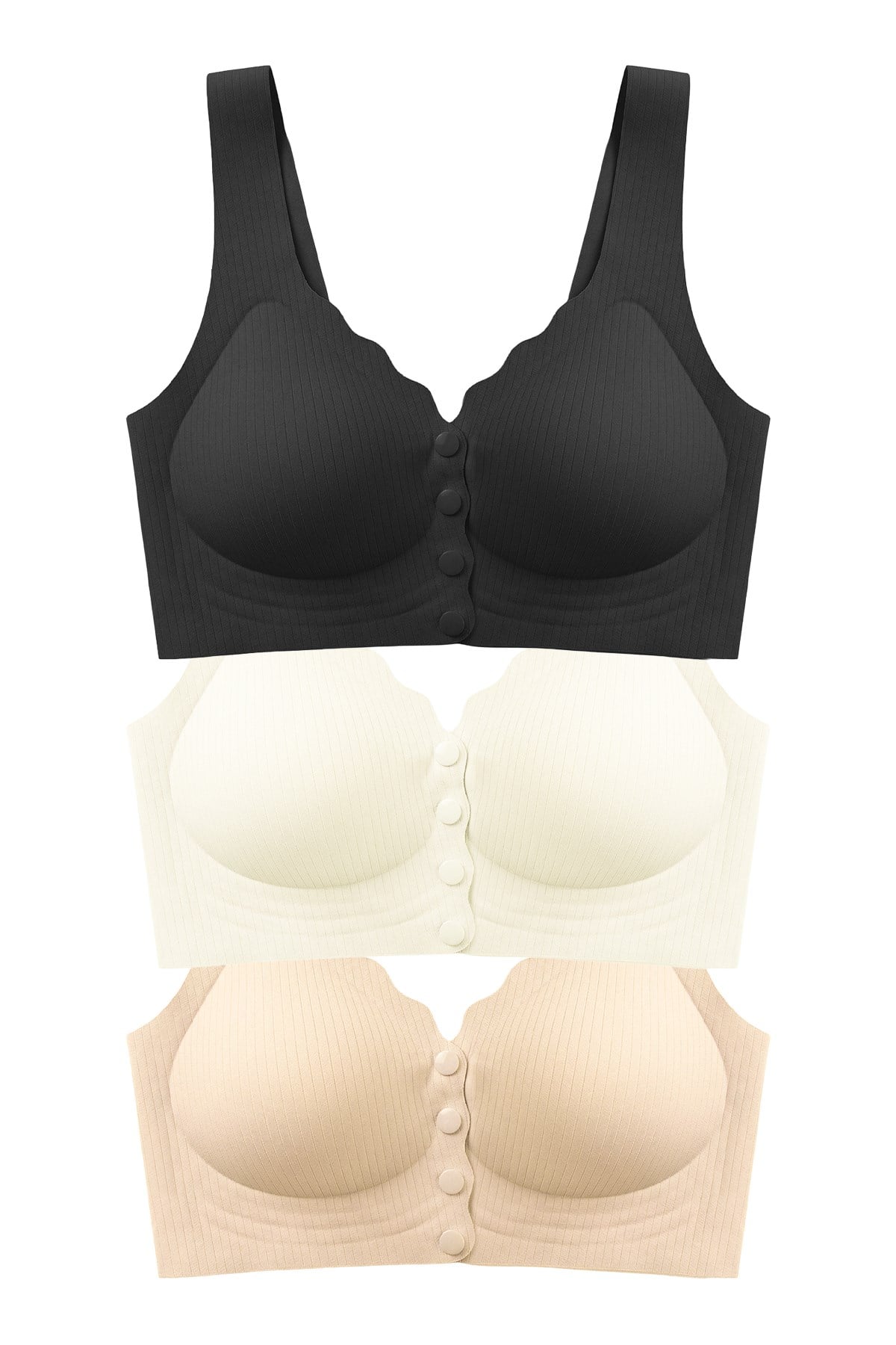 Seamless Bra - Feel | Lazer Kesim Çizgi Detaylı Önü Açılabilir Dikişsiz Kadın Sütyen 3lü Paket