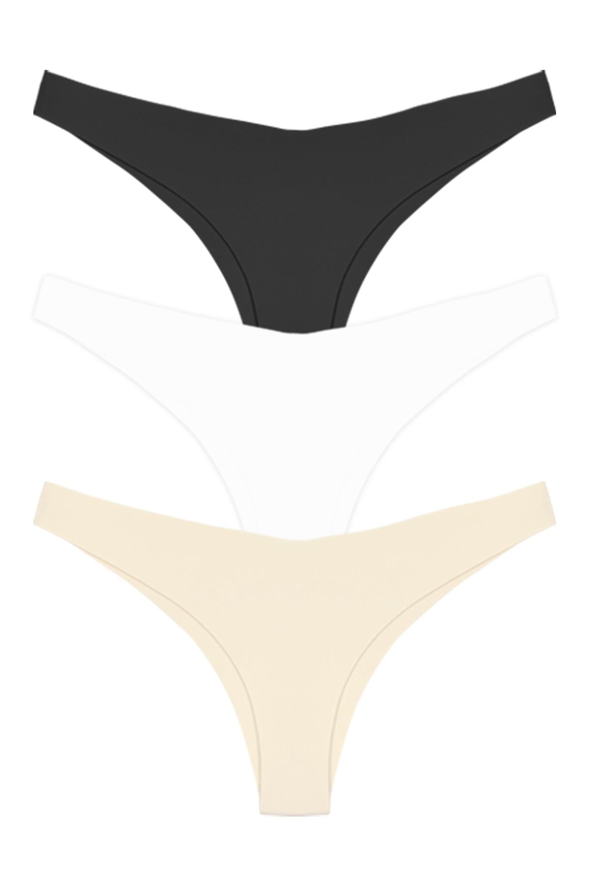 Basic İz Yapmayan Lazer Kesim Kadın Brezilya Külot 3lü Paket - 5