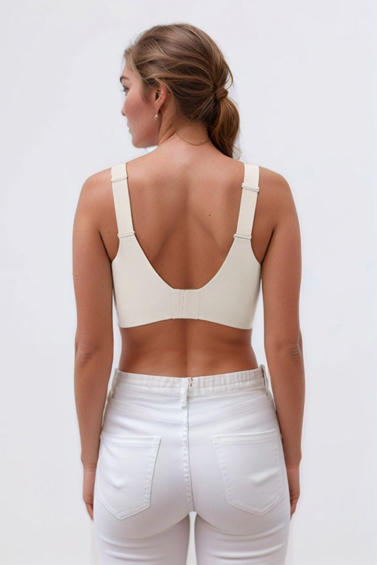 Seamless Bra - Curve | Krem Lazer Kesim Dikişsiz Toparlayıcı Büyük Beden Kadın Sütyen