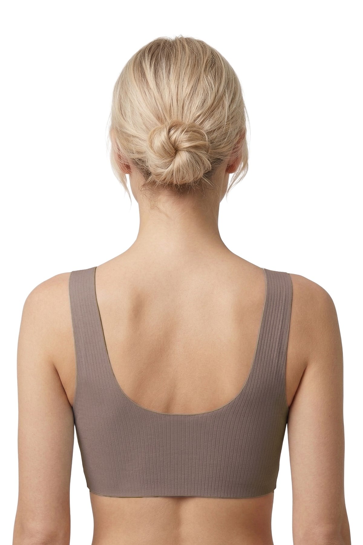 Seamless Bra - Feel | Kahverengi Lazer Kesim Çizgi Detaylı Önü Açılabilir Dikişsiz Kadın Sütyen