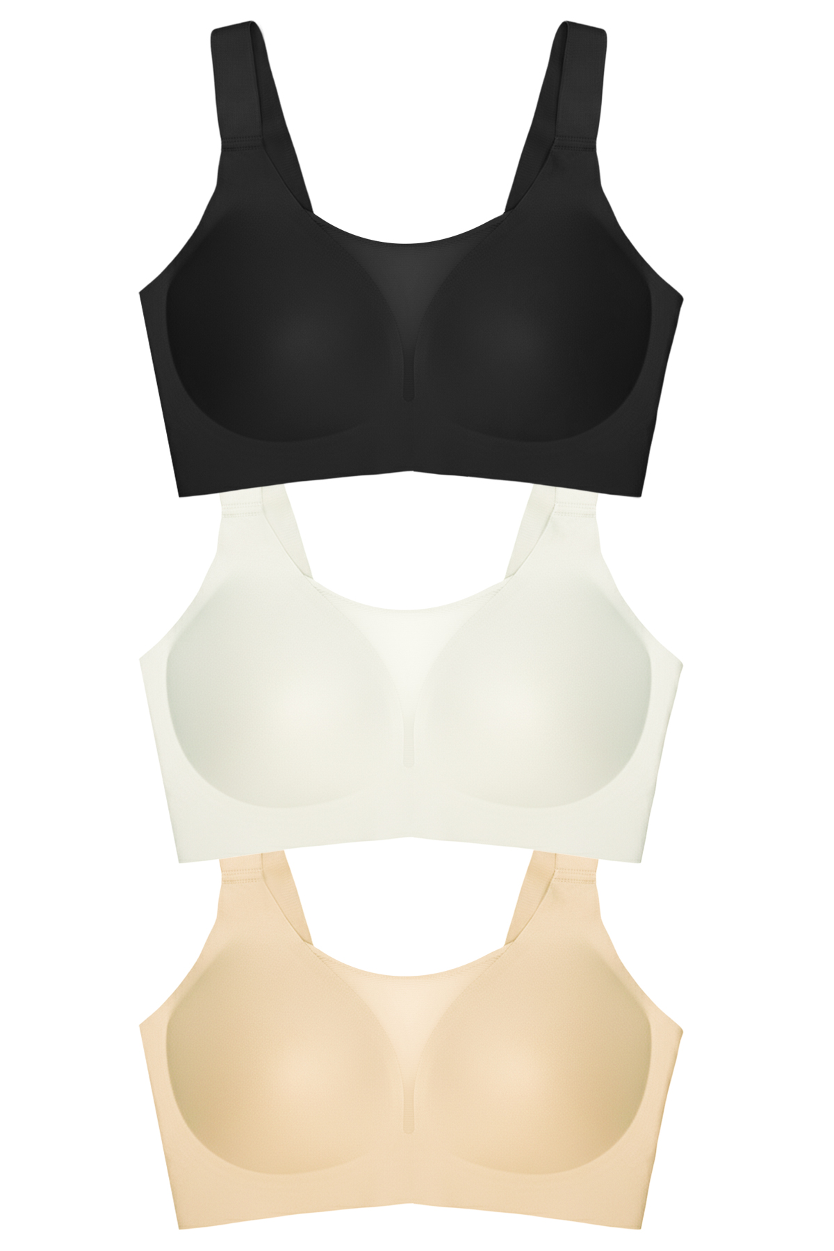 Seamless Bra - Forme | Lazer Kesim Dikişsiz Toparlayıcı Büyük Tüllü Beden Kadın Sütyen 3lü Paket