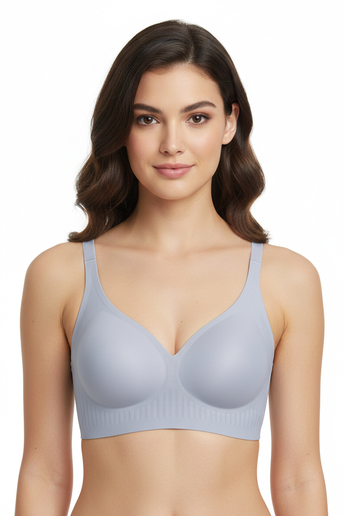 Seamless Bra - Slight | Gri Lazer Kesim Dikişsiz Dilim Detaylı Balensiz Kadın Sütyen