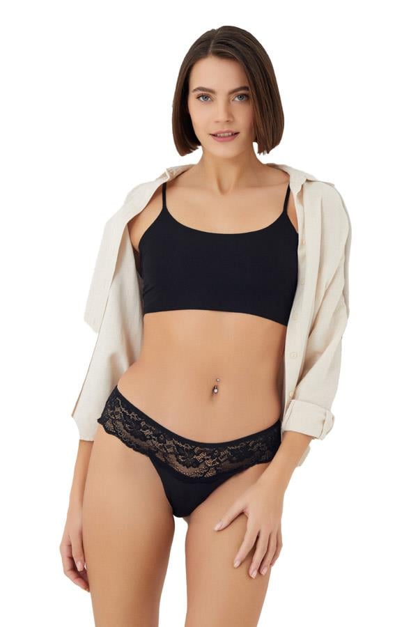 Dantelli Lazer Kesim Kadın Brezilya Külot 5li Paket