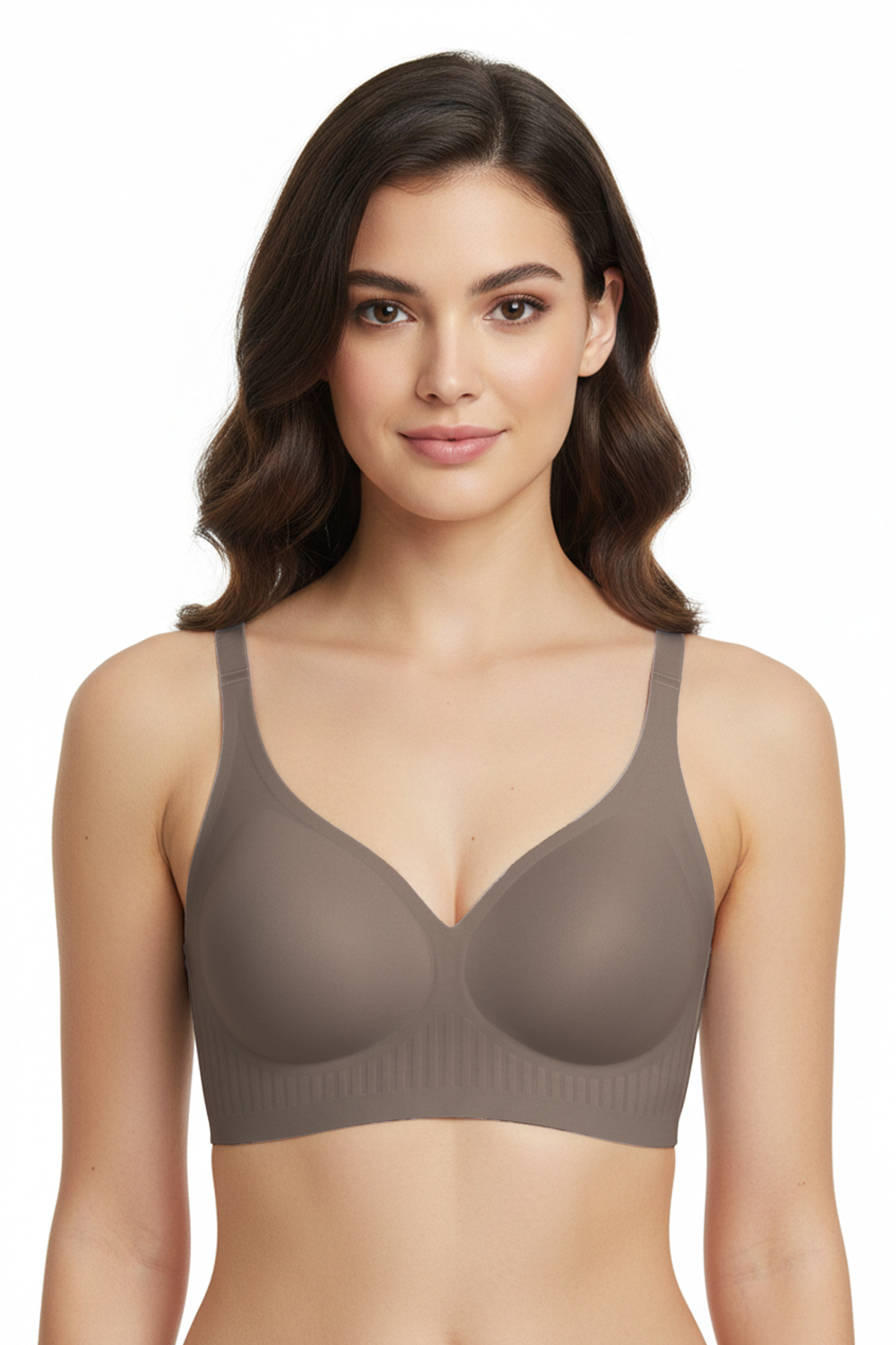 Seamless Bra - Slight | Kahverengi Lazer Kesim Dikişsiz Dilim Detaylı Balensiz Kadın Sütyen