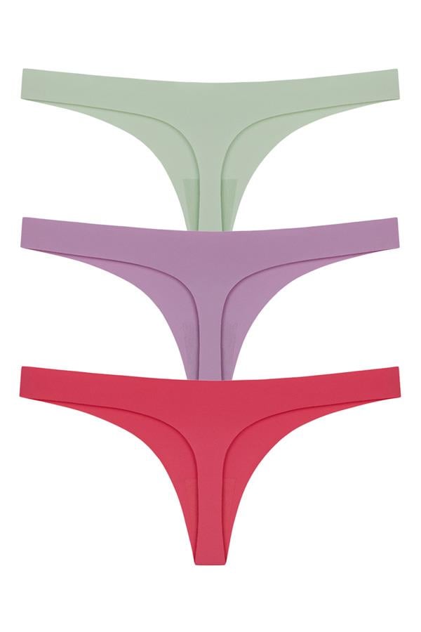Lazer Kesim Kadın Tanga Külot 3lü Paket-1