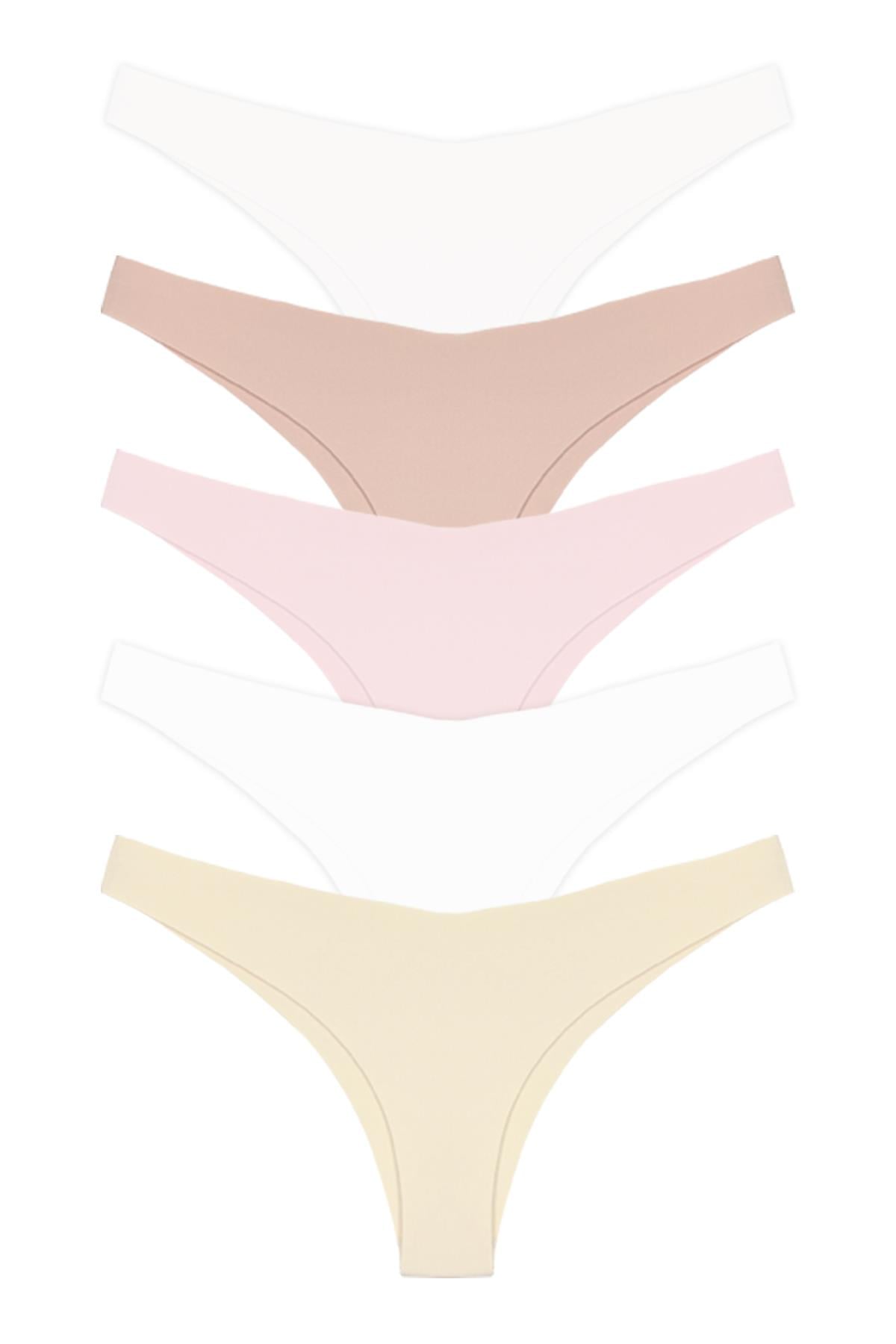 Basic İz Yapmayan Lazer Kesim Brezilya Külot 5li Paket