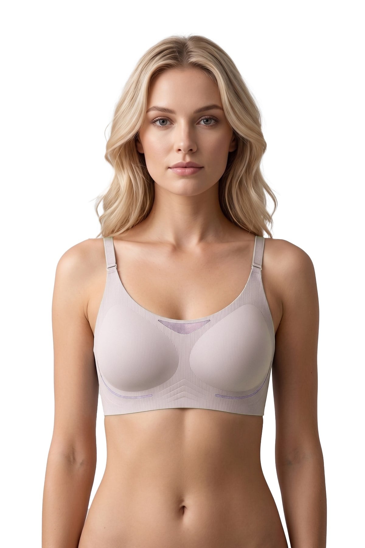 Seamless Bra - Avena | Lila Lazer Kesim Balensiz Çizgi Dokulu Tül Detaylı Kadın Sütyen