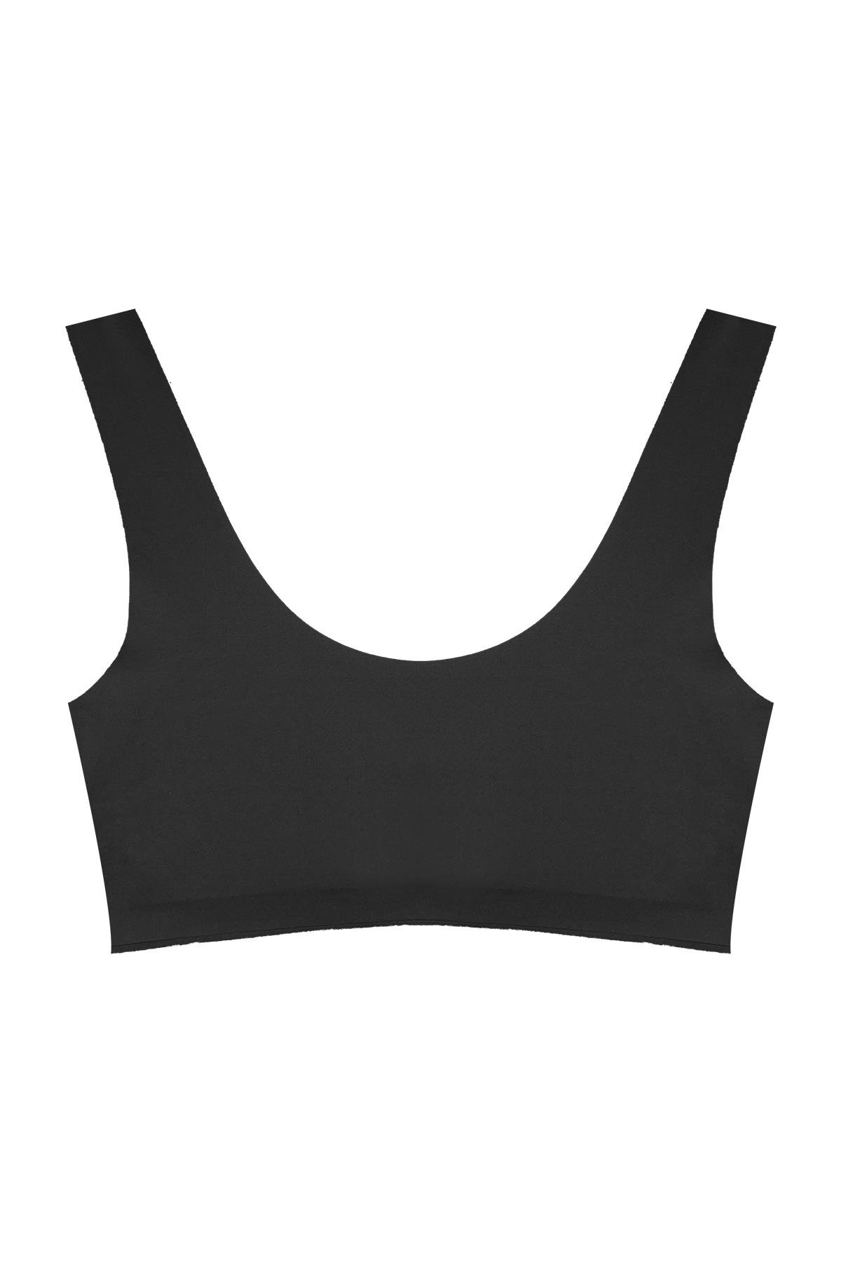 Siyah Dikişsiz Lazer Kesim Sütyen Pedli Kadın Hayalet Sütyen Dalga Detaylı