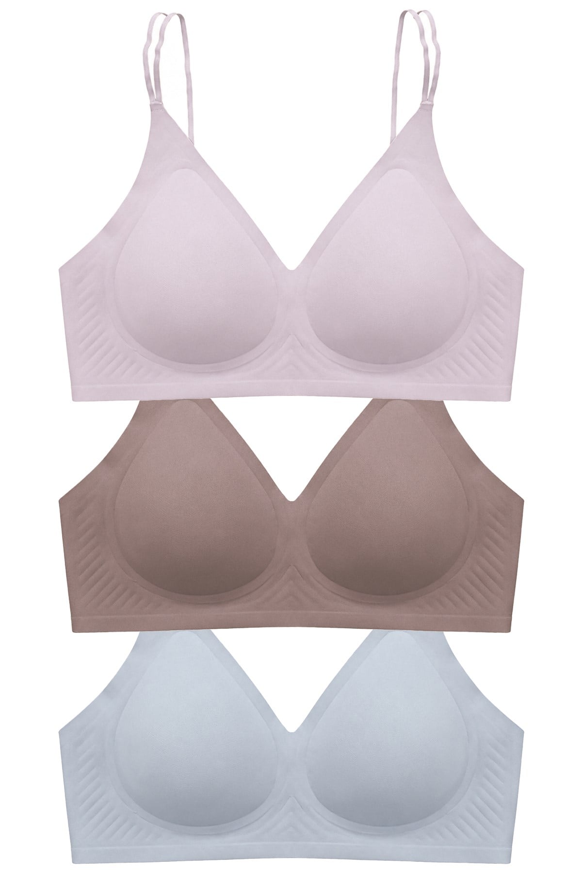 Seamless Bra - Viora | Lazer Kesim Balensiz Kontur Kabartma Detaylı Dikişsiz Kadın Sütyen 3lü Paket