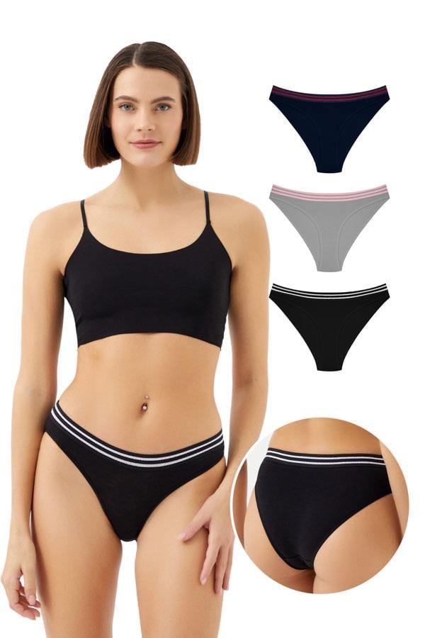 Spor Basic Pamuklu Bikini Külot 3lü Paket - 1