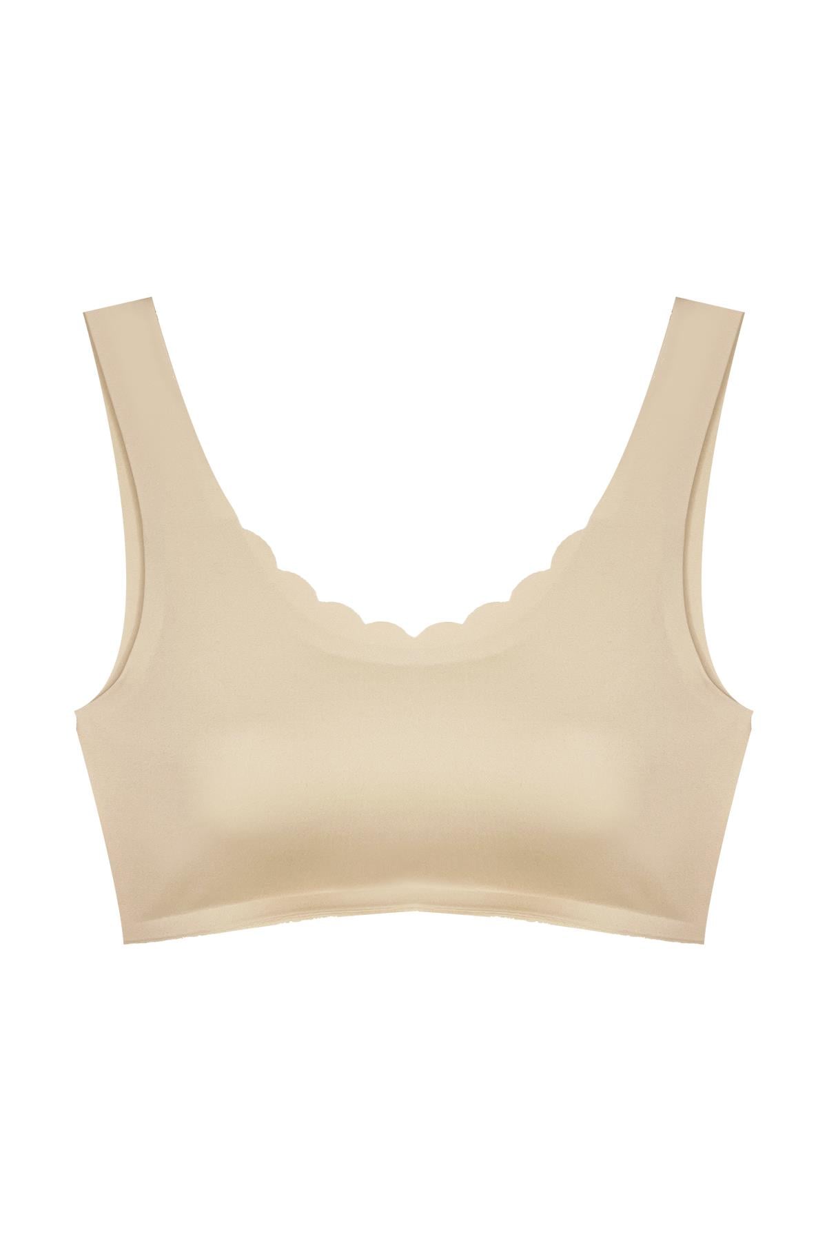 Ten Dikişsiz Lazer Kesim Sütyen Pedli Kadın Hayalet Sütyen Dalga Detaylı