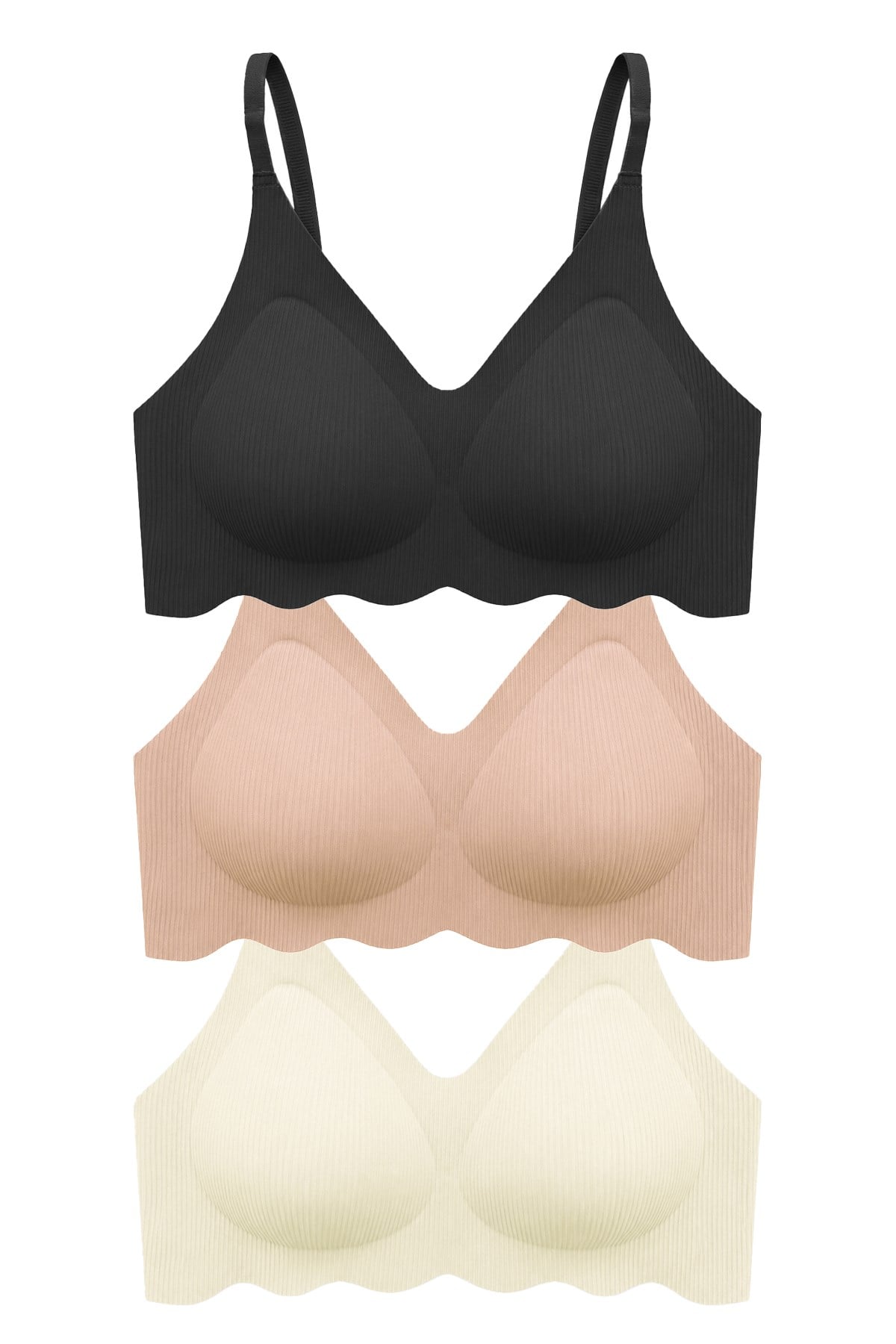 Seamless Bra - Elara | Lazer Kesim Balensiz İnce Fitil Dokulu Dikişsiz Kadın Sütyen 3lü Paket-2