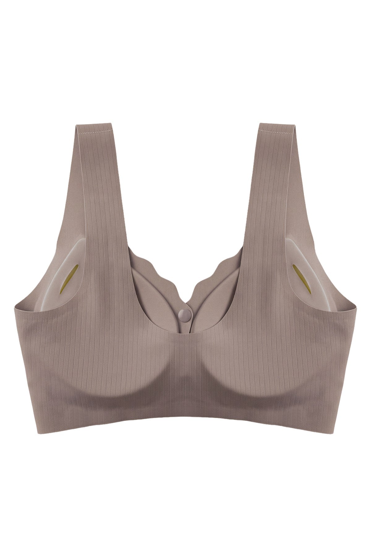 Seamless Bra - Feel | Kahverengi Lazer Kesim Çizgi Detaylı Önü Açılabilir Dikişsiz Kadın Sütyen
