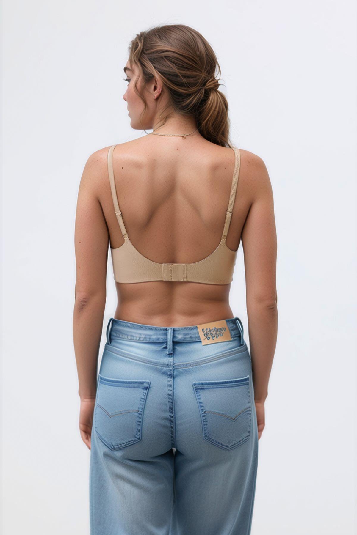 Seamless Bra - Wave | Kahverengi Lazer Kesim Dikişsiz Dalga Detaylı Balensiz Kadın Sütyen