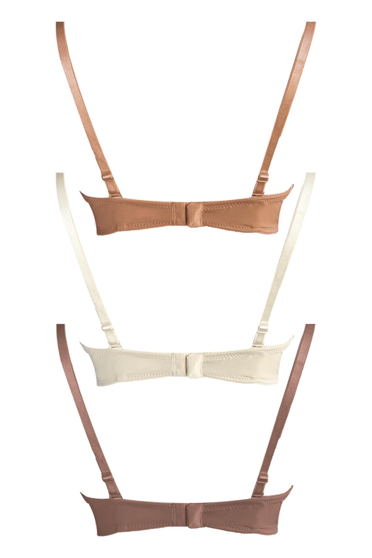 Balenli Toparlayıcı Dolgusuz Straplez Sütyen 3lü Paket