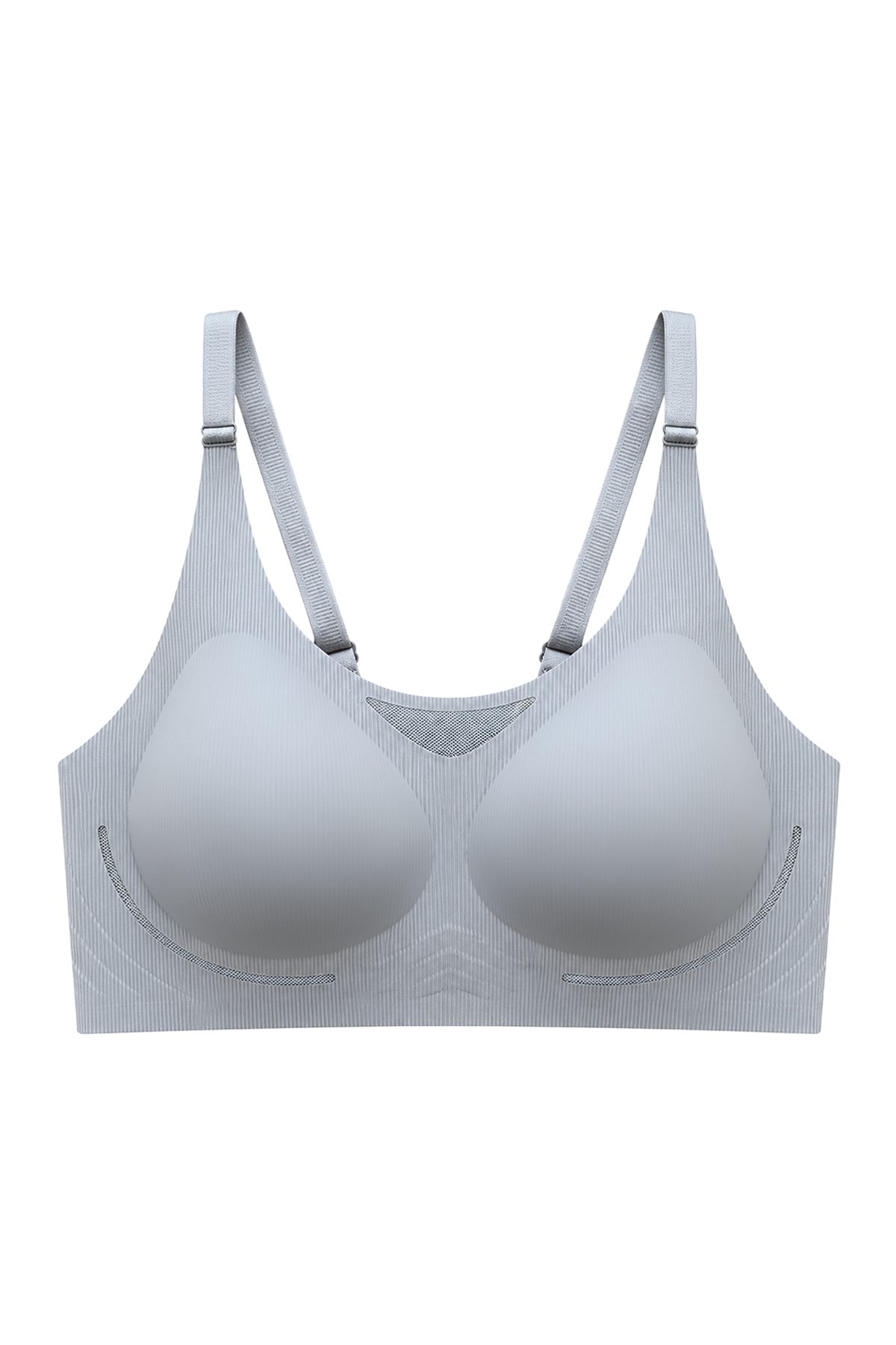 Seamless Bra - Avena | Gri Lazer Kesim Balensiz Çizgi Dokulu Tül Detaylı Kadın Sütyen