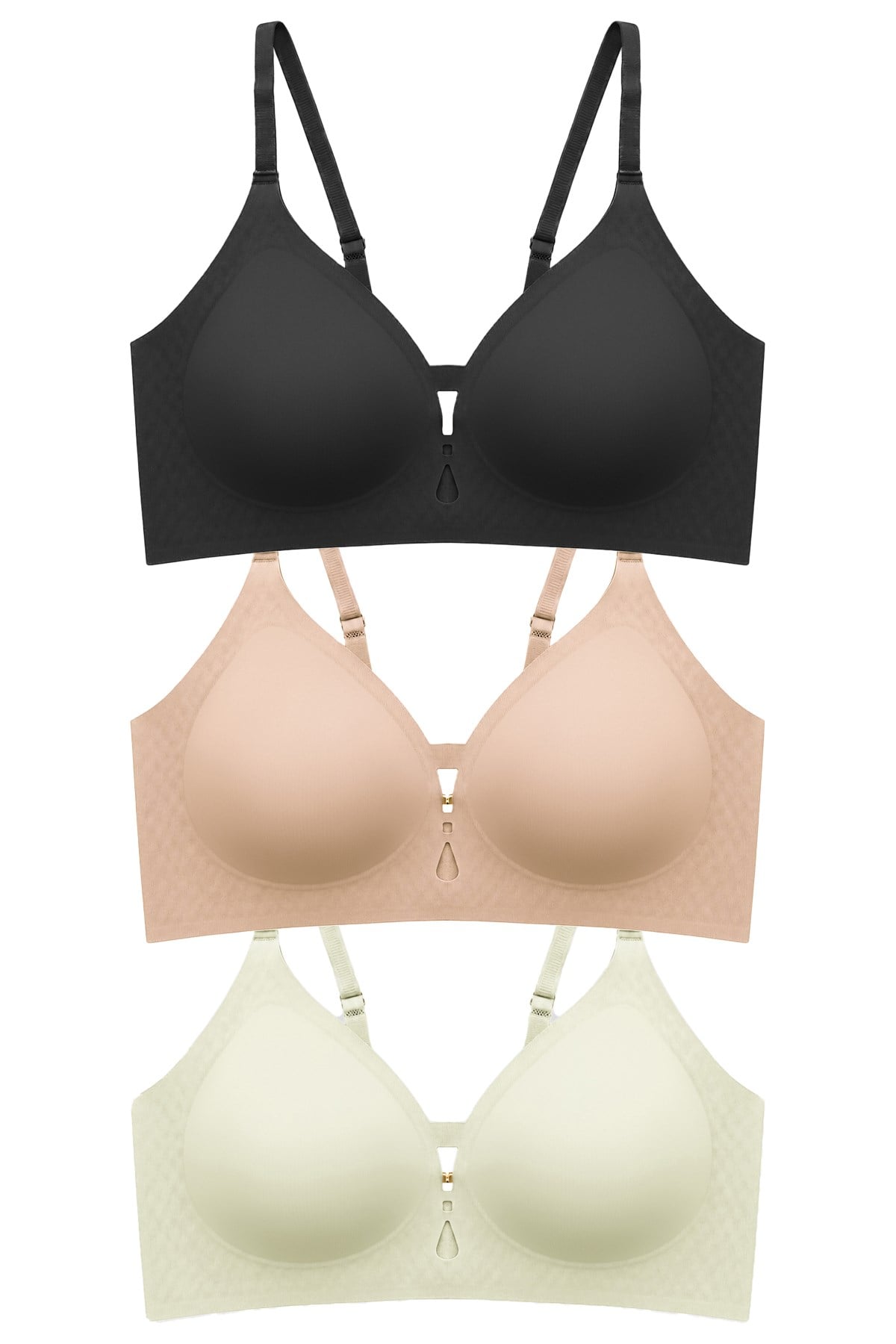 Seamless Bra - Elune | Lazer Kesim Balensiz Dekolte Taş Detaylı Dikişsiz Kadın Sütyen 3lü Paket-2