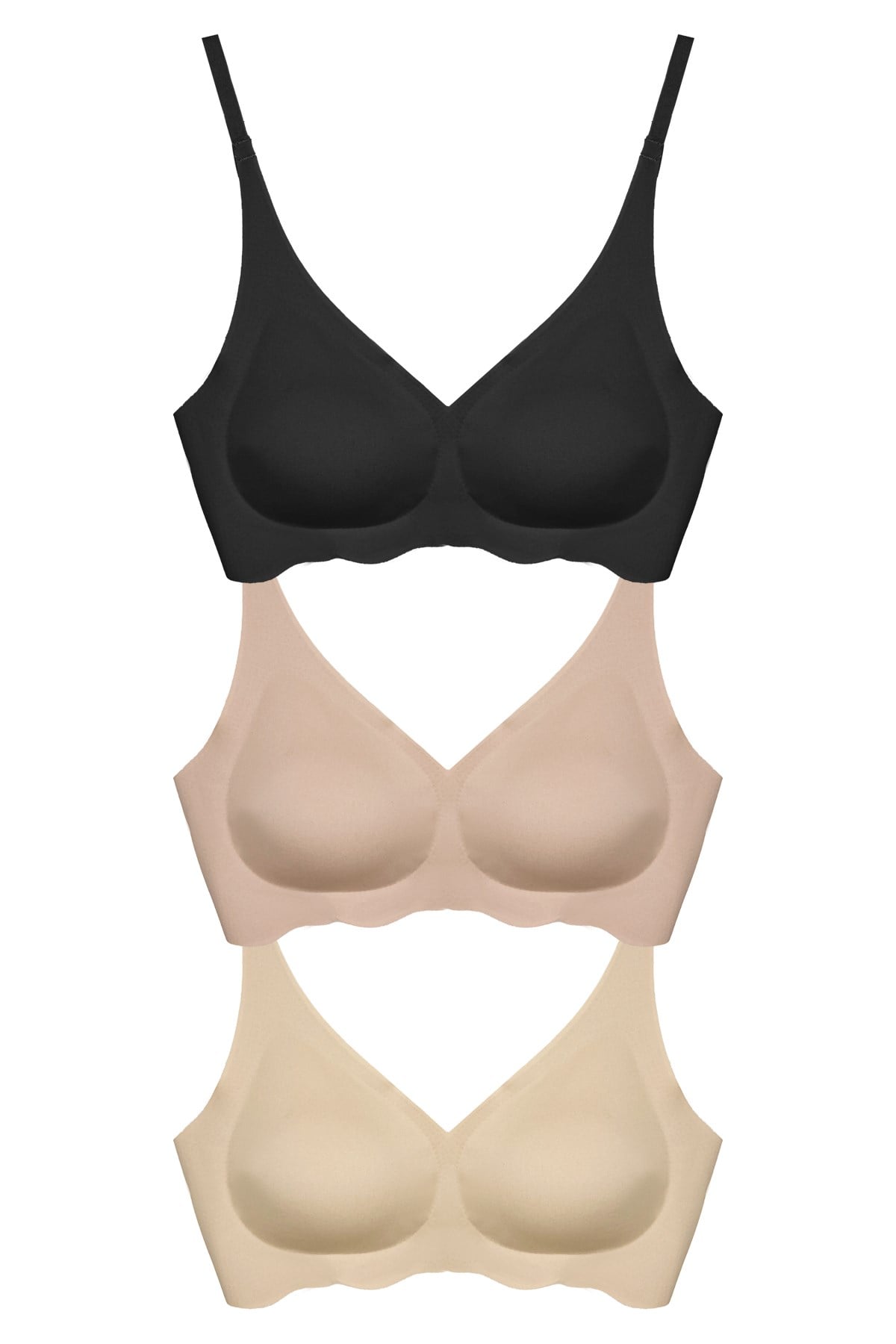 Seamless Bra - Wave | Lazer Kesim Dikişsiz Dalga Detaylı Balensiz Kadın Sütyen 3lü Paket-2