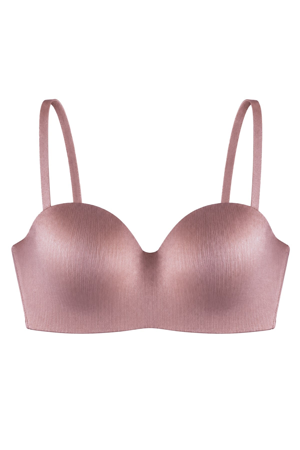 Seamless Bra - Maris | Pembe Micro Balenli Parlak Straplez Kadın Sütyen