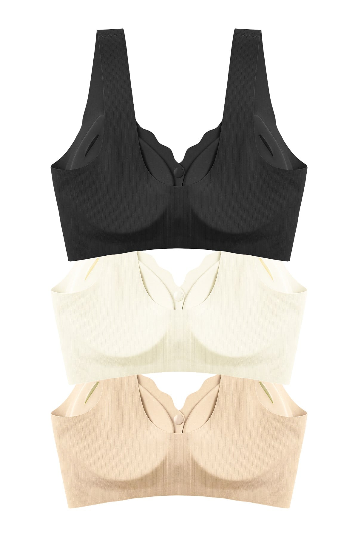Seamless Bra - Feel | Lazer Kesim Çizgi Detaylı Önü Açılabilir Dikişsiz Kadın Sütyen 3lü Paket