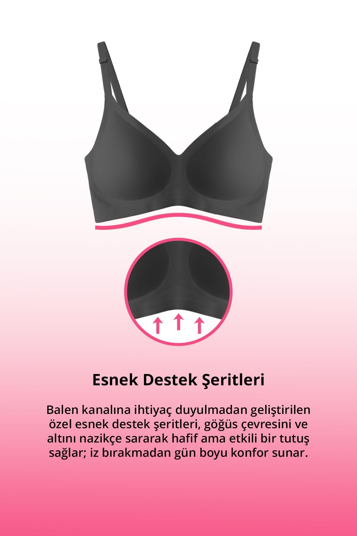 Seamless Bra - Pure | Siyah Lazer Kesim Dikişsiz Ayarlanabilir Askılı Balensiz Kadın Sütyen