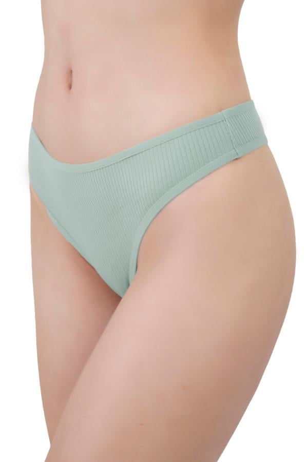 Kadın Pamuklu ve Likrali Fitilli Kaşkorse Tanga Külot 5li Paket