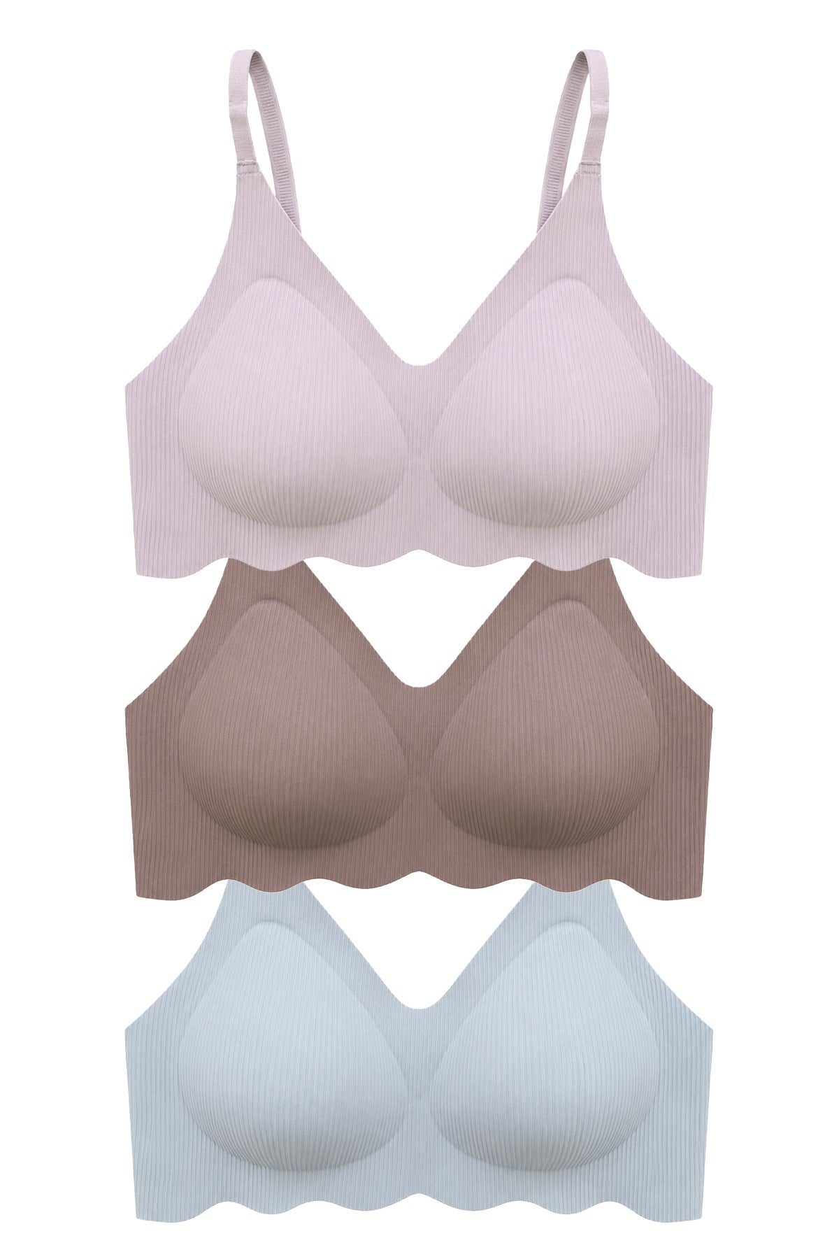 Seamless Bra - Elara | Lazer Kesim Balensiz İnce Fitil Dokulu Dikişsiz Kadın Sütyen 3lü Paket