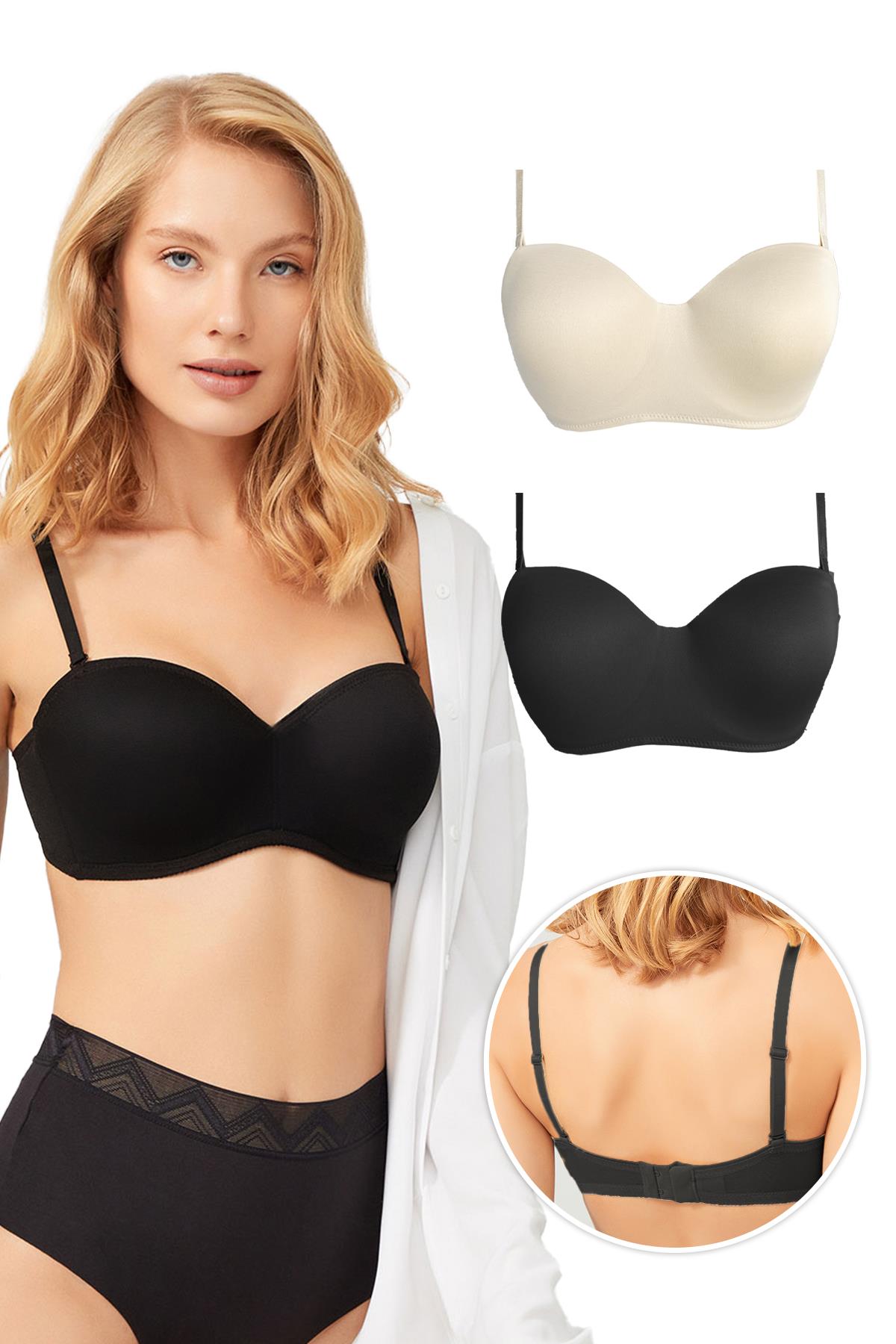 Balenli Toparlayıcı Dolgusuz Straplez Sütyen 2li Paket-2