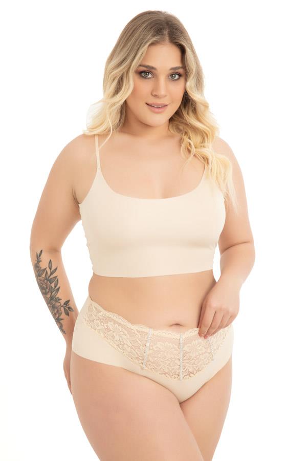 Dantel ve Taş Detaylı Lazer Kesim Büyük Beden Kadın Bikini Külot 5li Paket