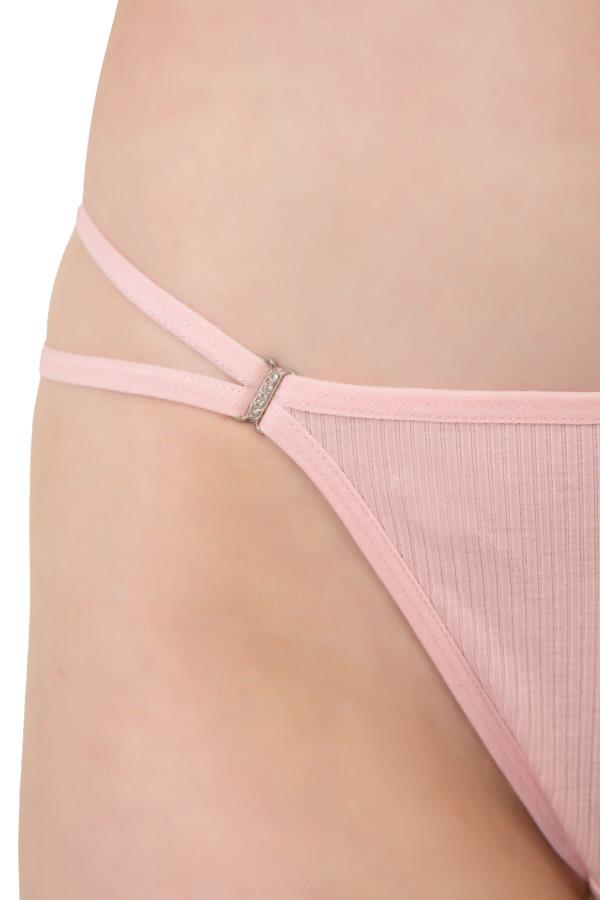 Kadın Taş Detaylı Fitilli Kaşkorse Tanga Külot 5li Paket